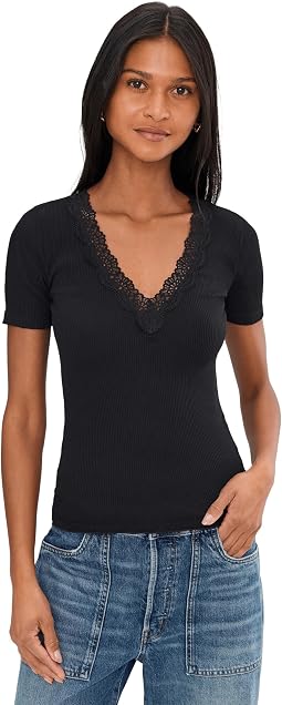 Lace-Trim V-Neck Top