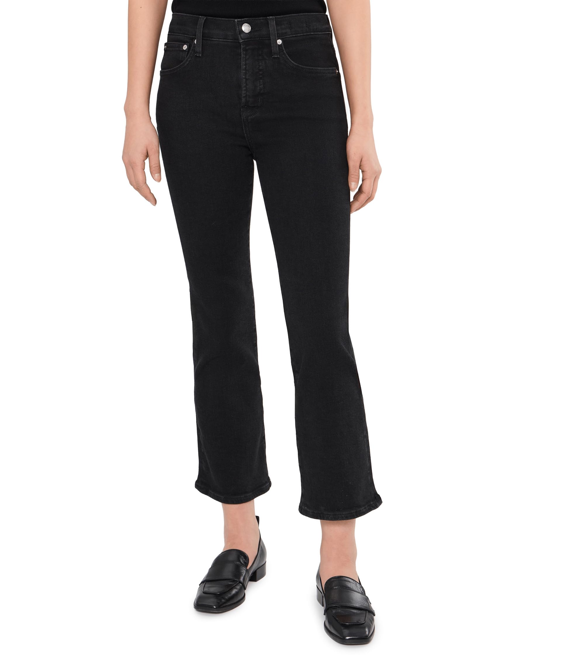 The Stretch Flare Crop Jean in Black Rinse