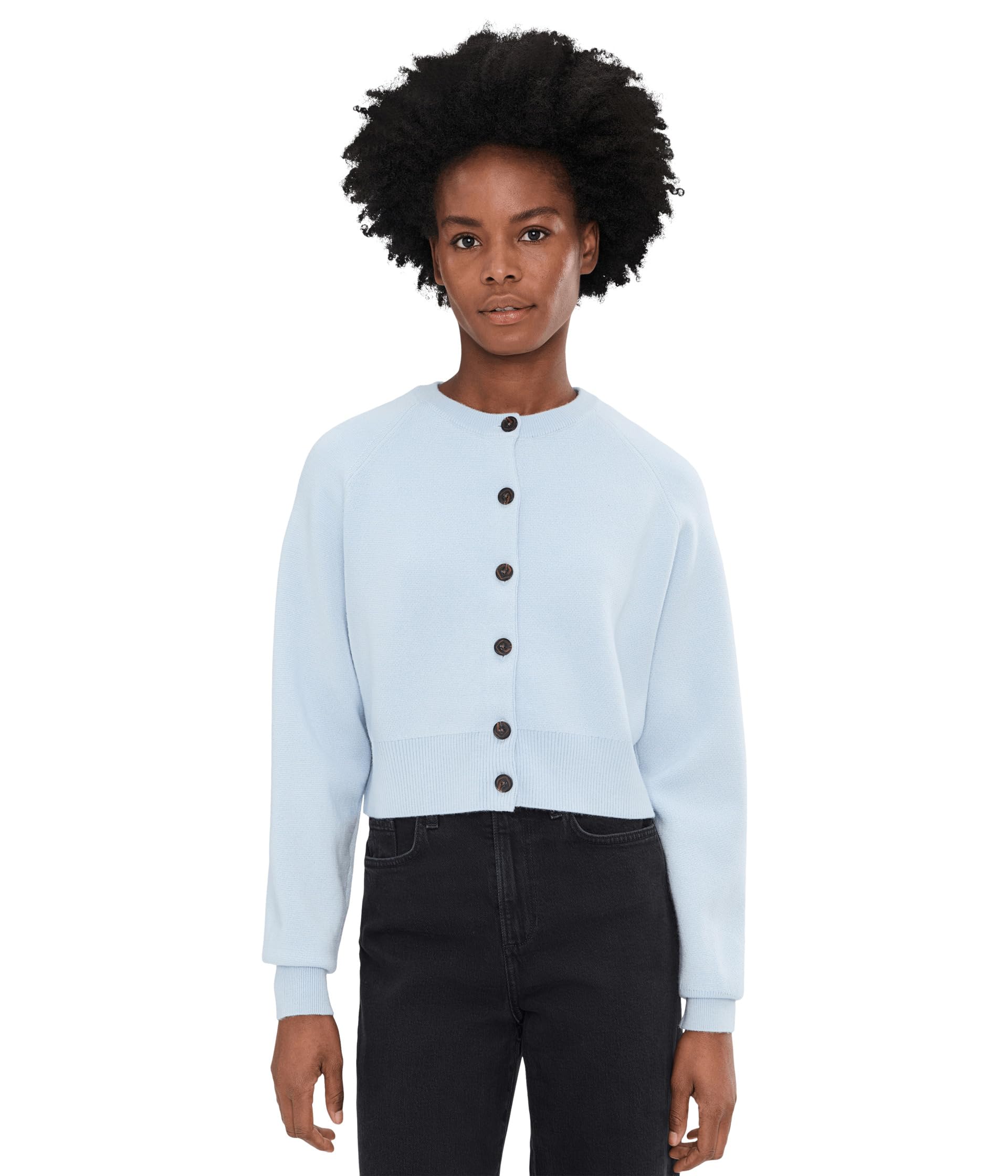 Raglan-Sleeve Cropped Cardigan in Merino Wool