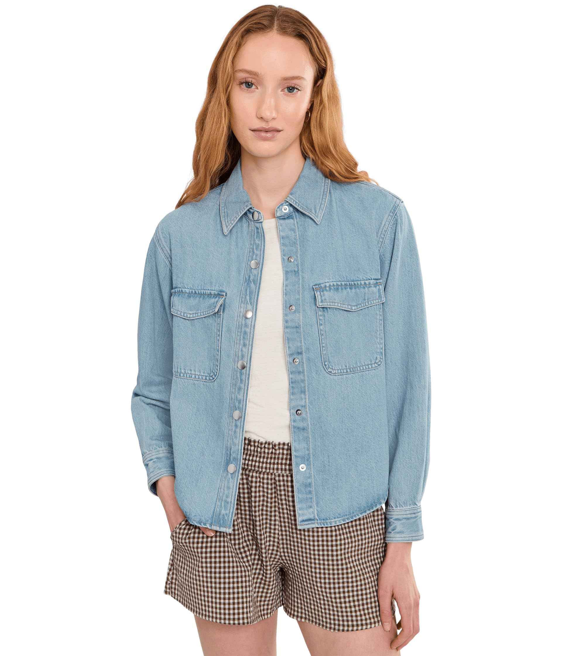 Airy Denim Relaxed Shirt-Jacket
