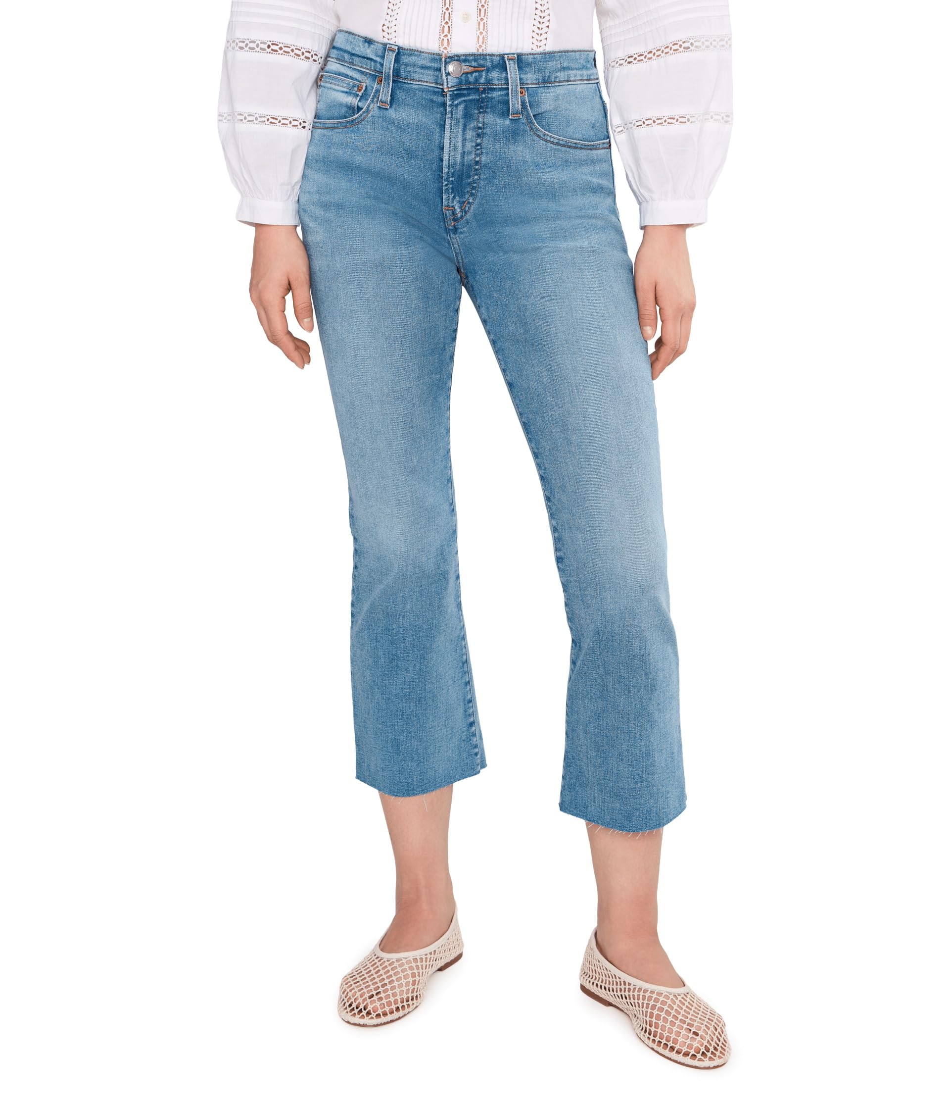 The Short Stretch Flare Crop Jean in Coastal Blue