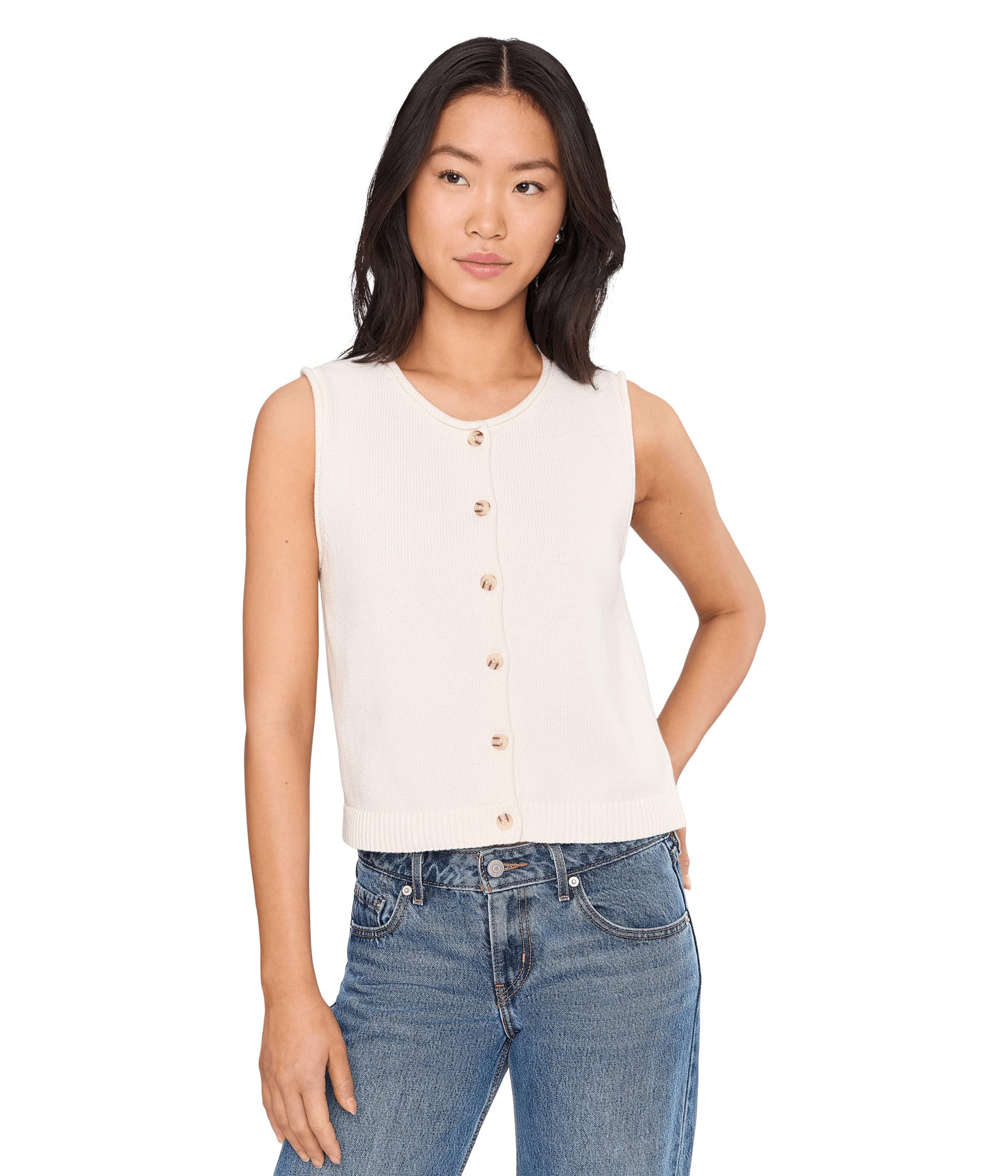 Marianna Rolled Edge Button Front Vest