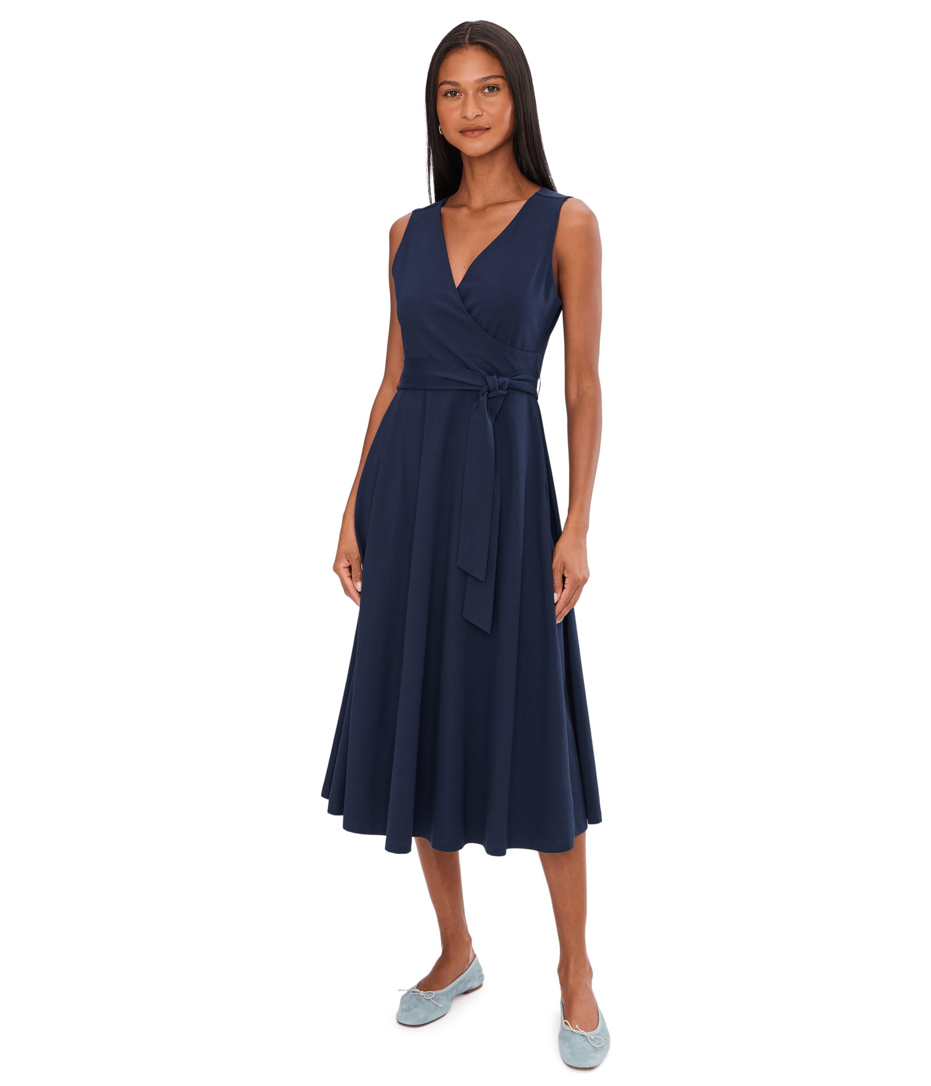 Fit-and-Flare Easy V-Neck Dress