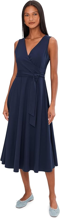 Fit-and-Flare Easy V-Neck Dress