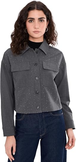 Женская рубашка-шacket Cropped Button-Up с карманами