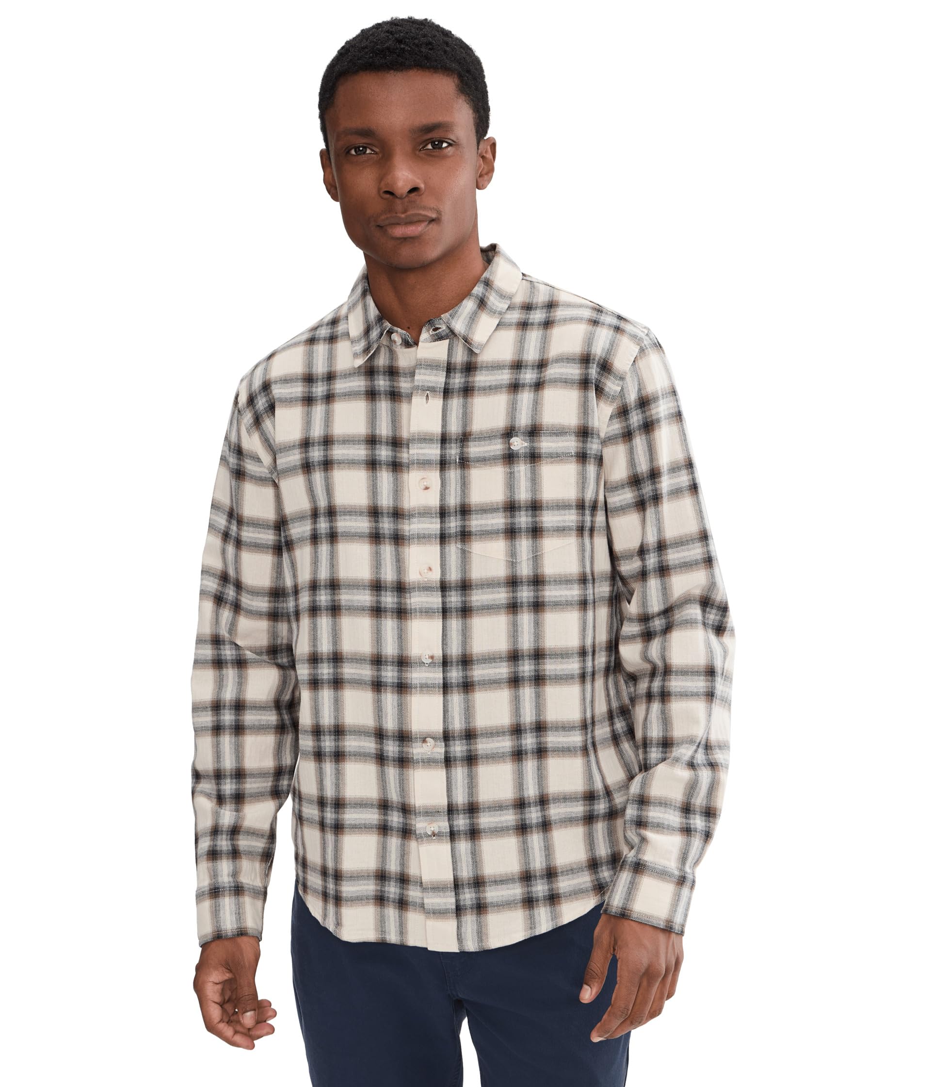 Long Sleeve Curved Yoke Button Up Shirt