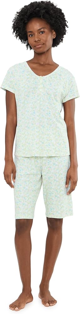 Karen Neuburger пижамный комплект: шорты Бермуды и футболка Henley с коротким рукавом