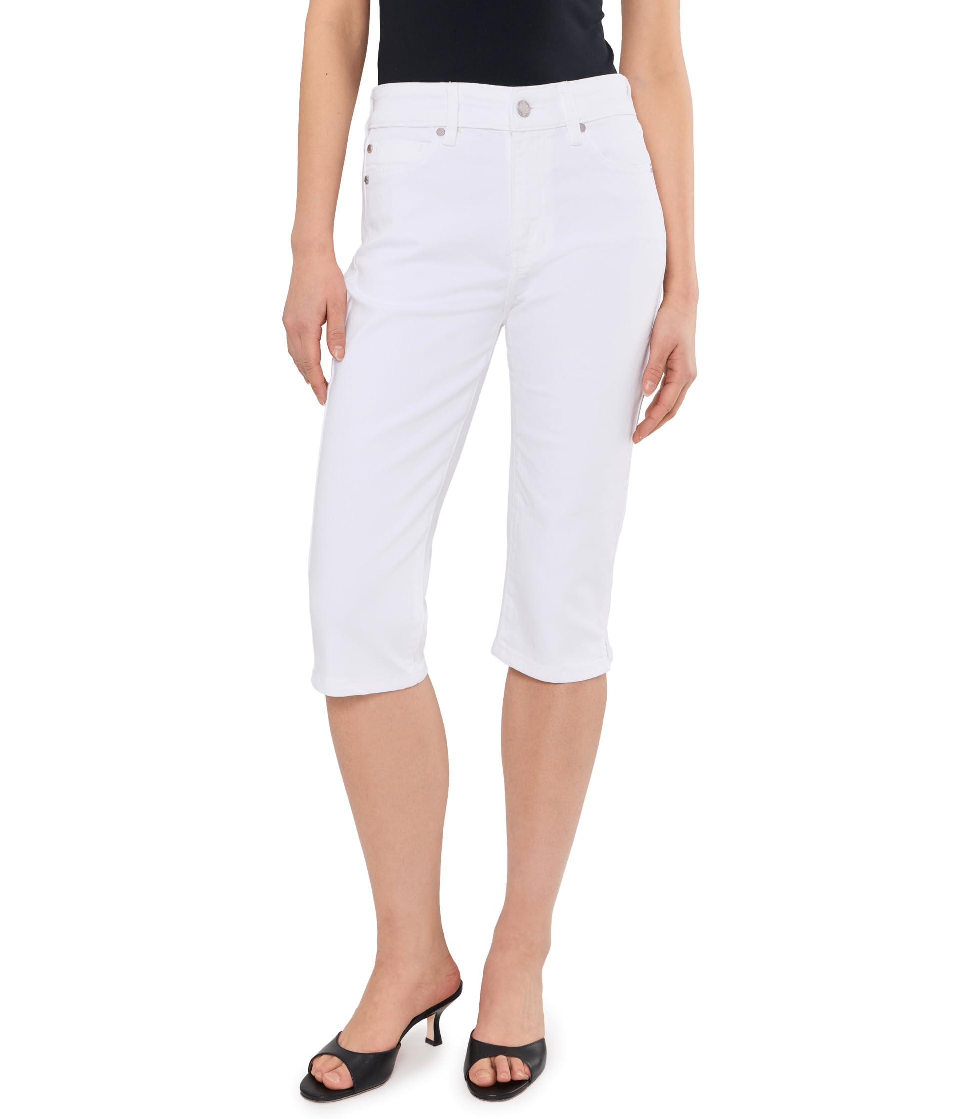 Mid-rise Stretch Denim Capri With Slit