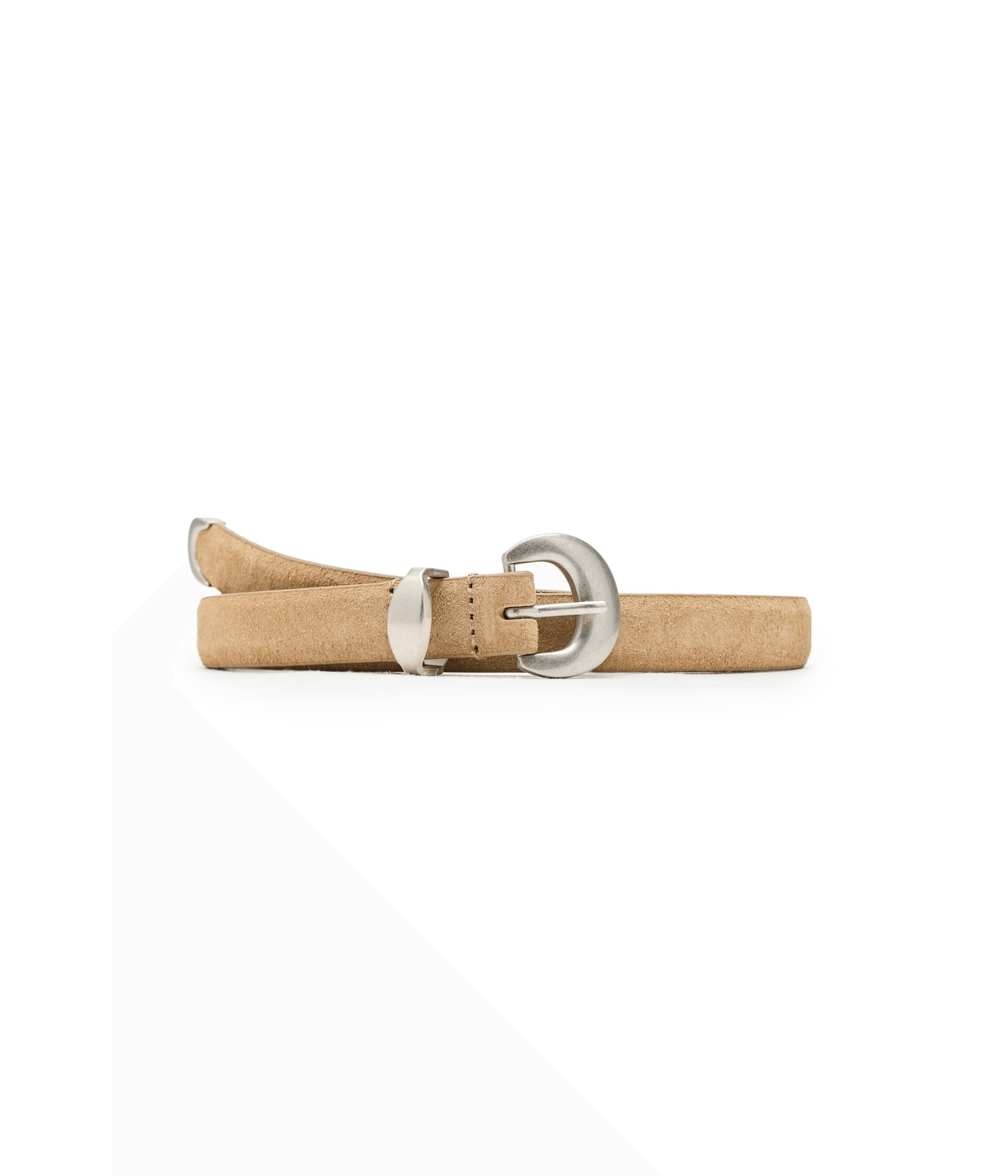 Domed-Buckle Belt in Suede