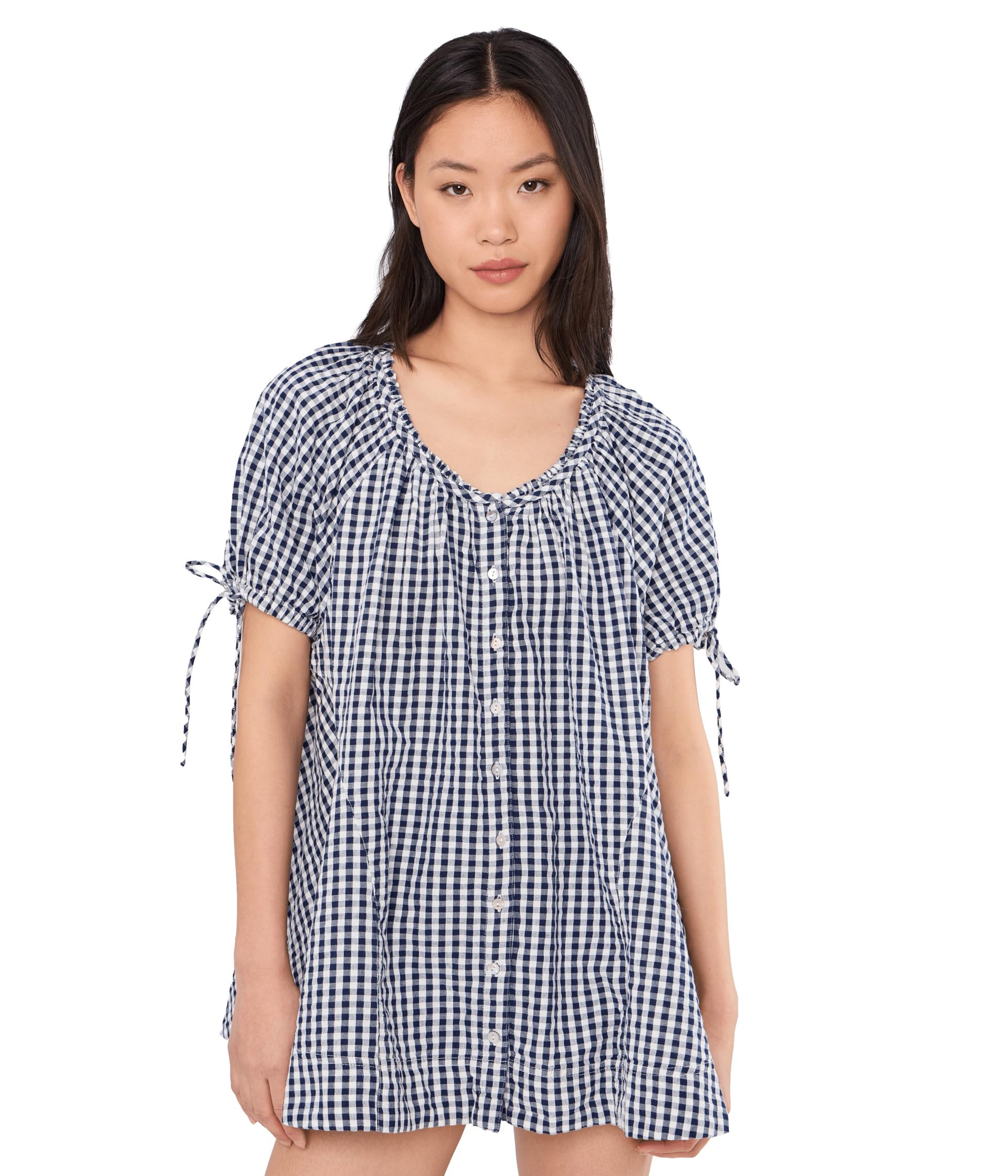 Free People туника в клетку Gingham