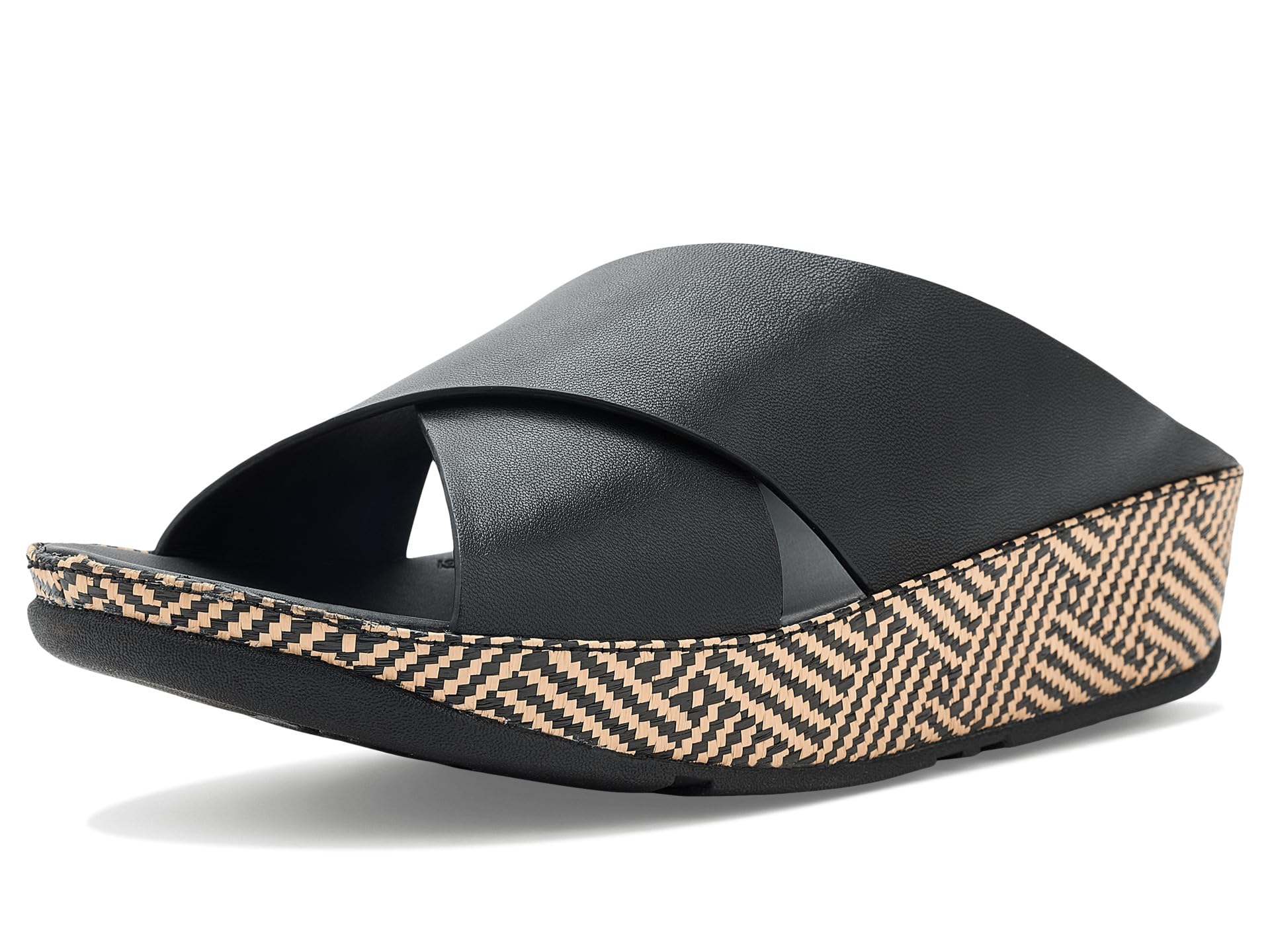 Lulu Lux Graphic-weave Leather Cross Slides