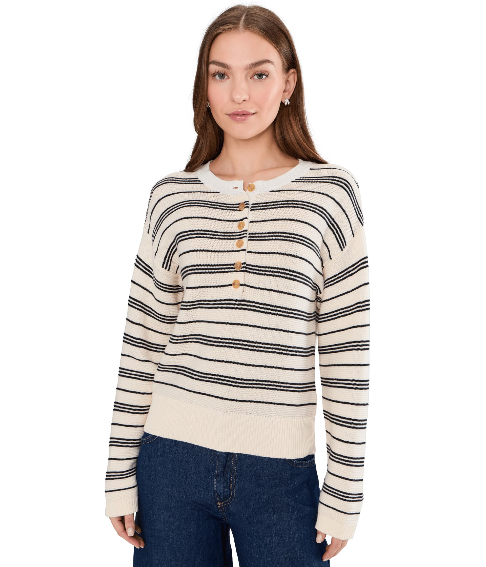 Женский полосатый джемпер Henley