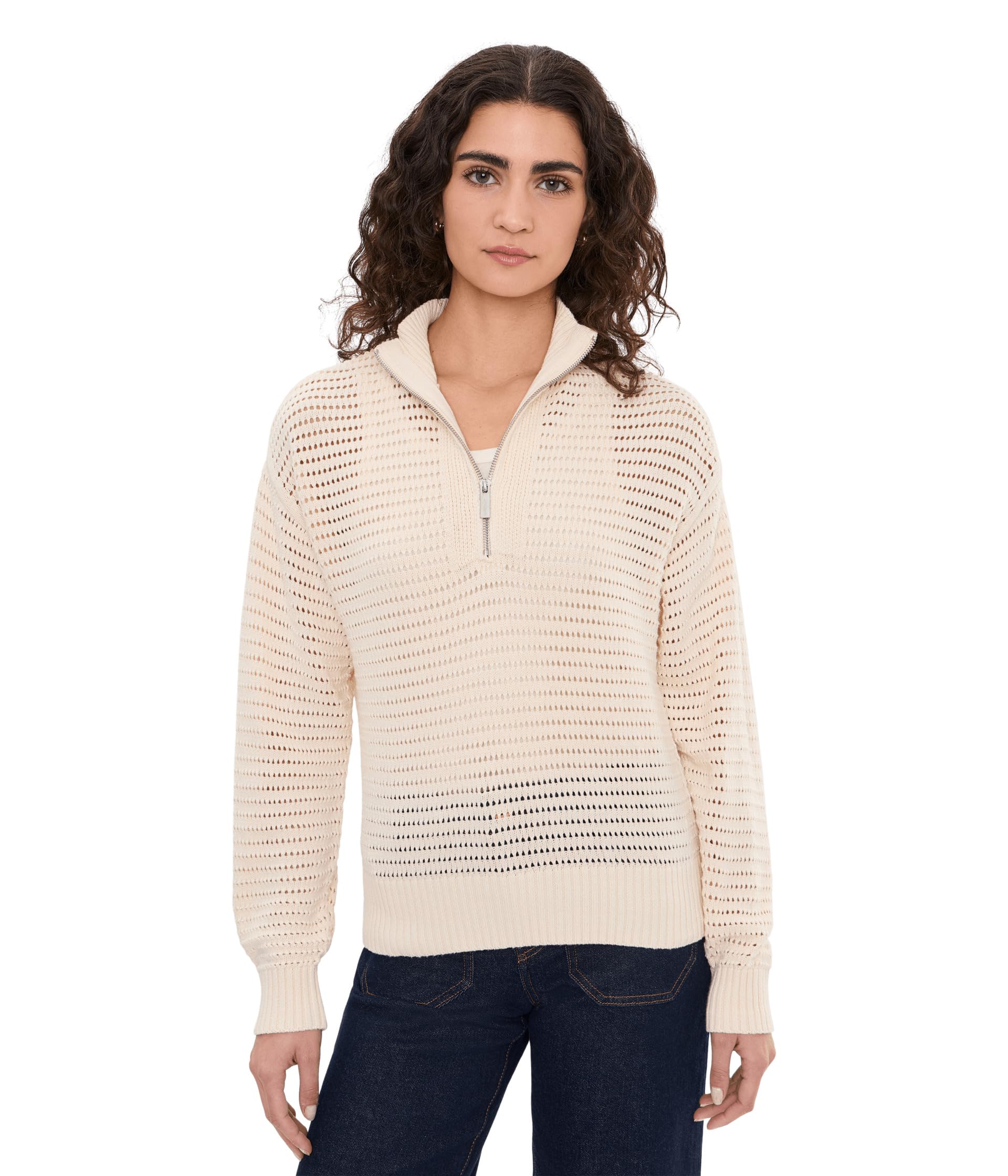 Open Knit 1/2 Zip Sweater