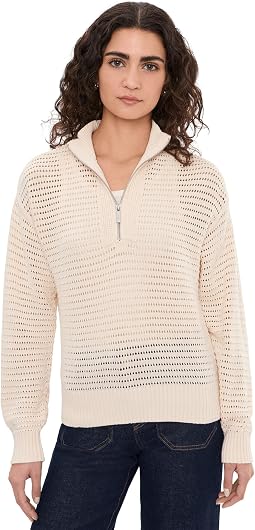 Open Knit 1/2 Zip Sweater