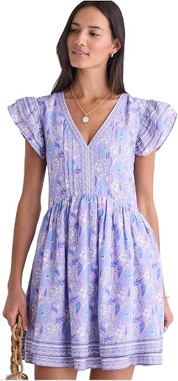 Flutter Sleeve Pintuck Dress