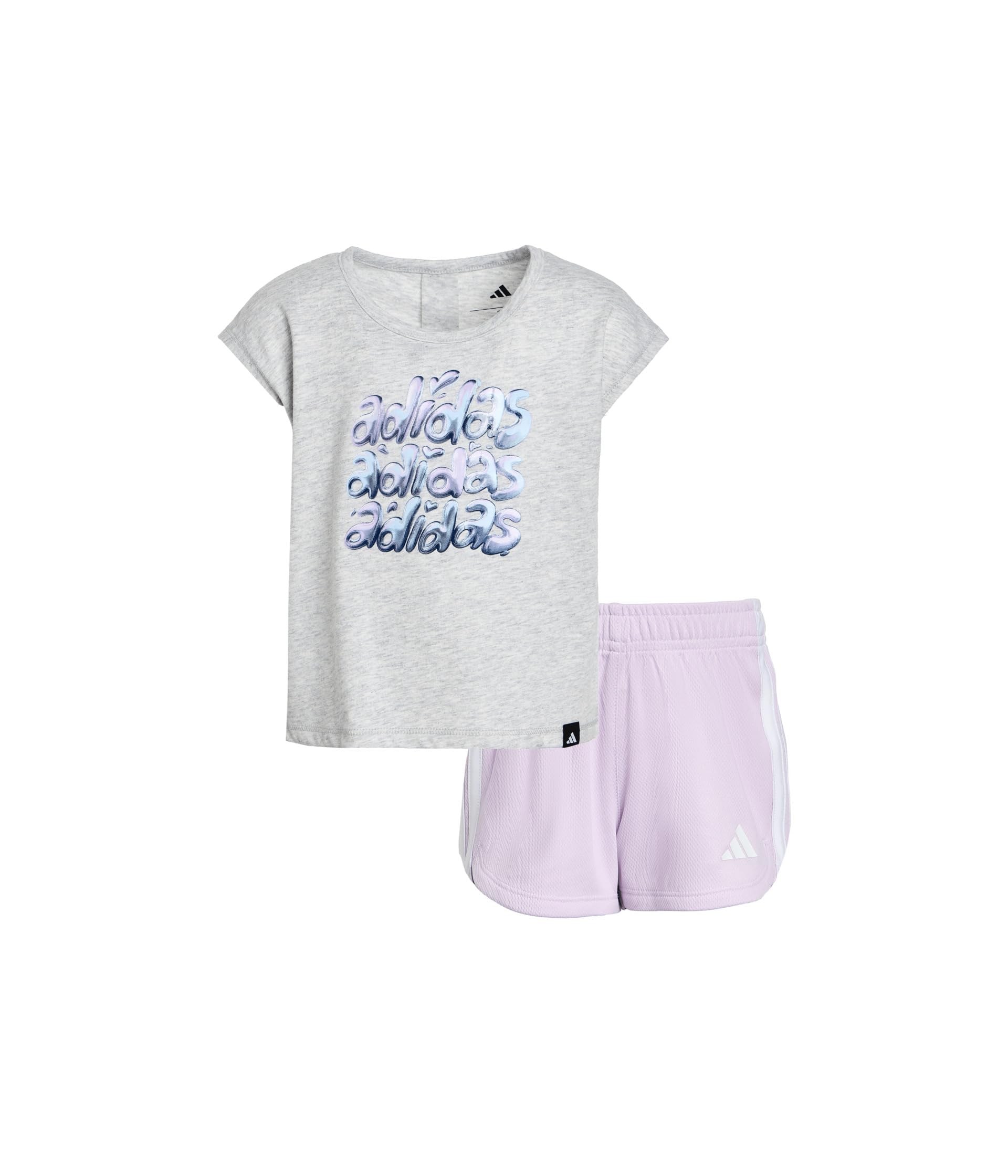 Back Pleated Tee Mesh Shorts Set (Toddler/Little Kid)