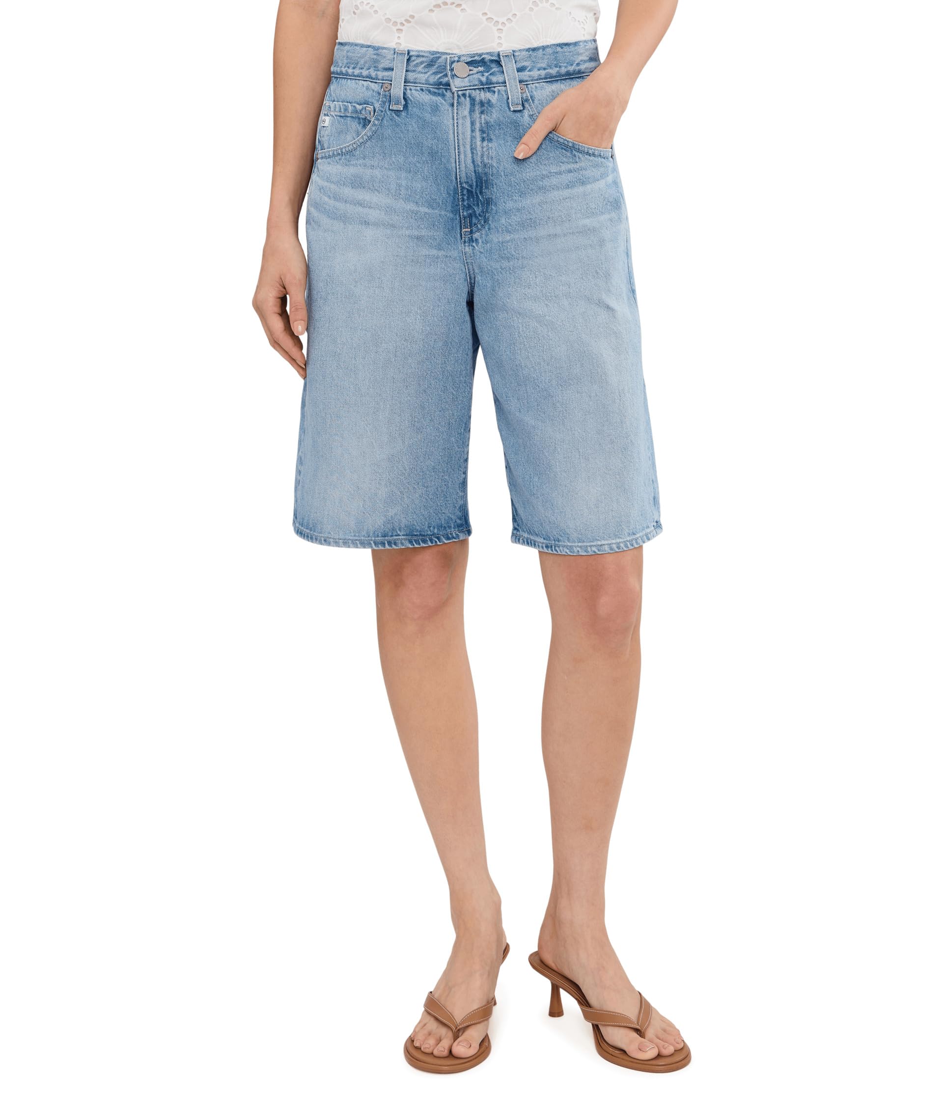 Hattie High-Rise Barrel Shorts in Mondrian