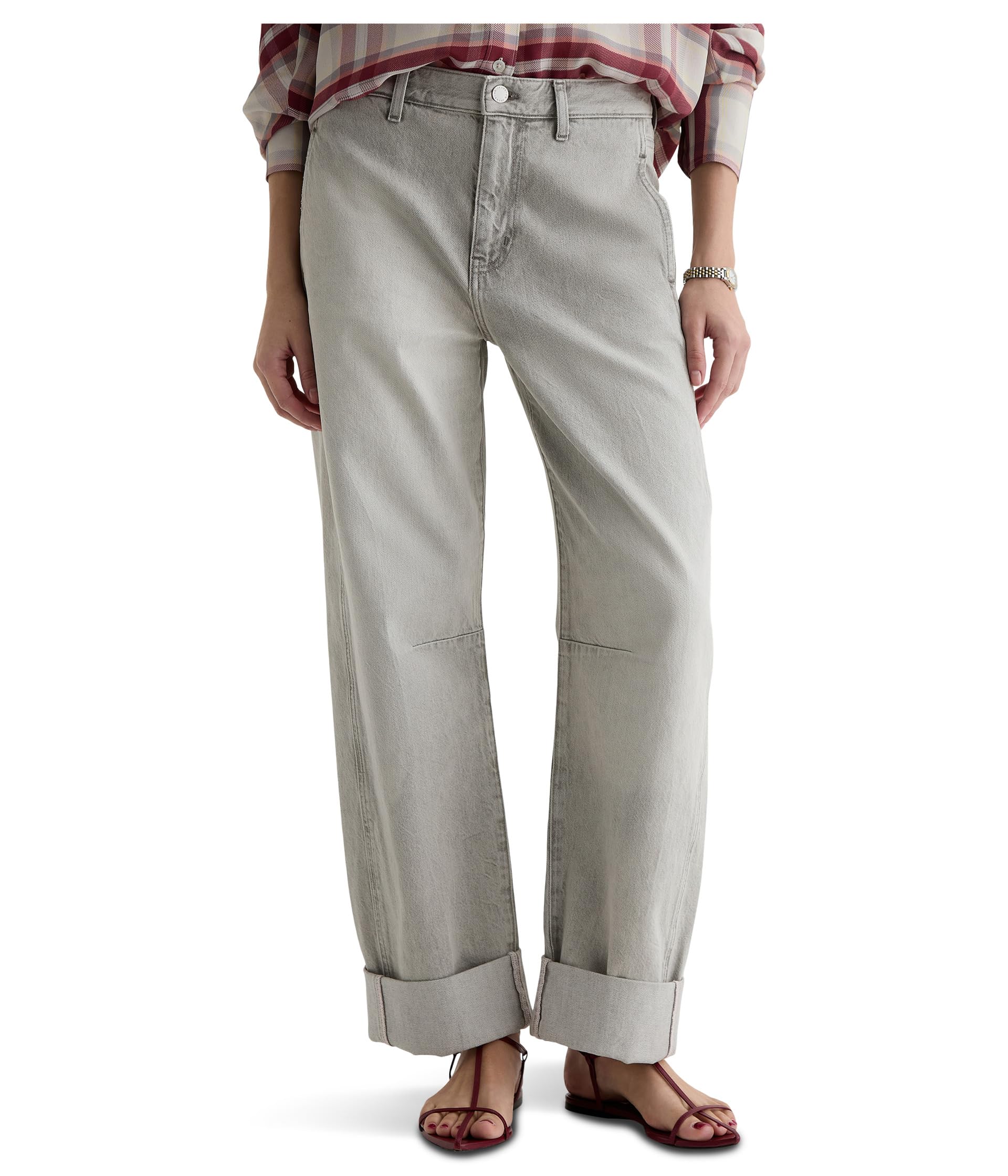 Mercer High-Rise Cuffed Barrel Jeans in Sensory