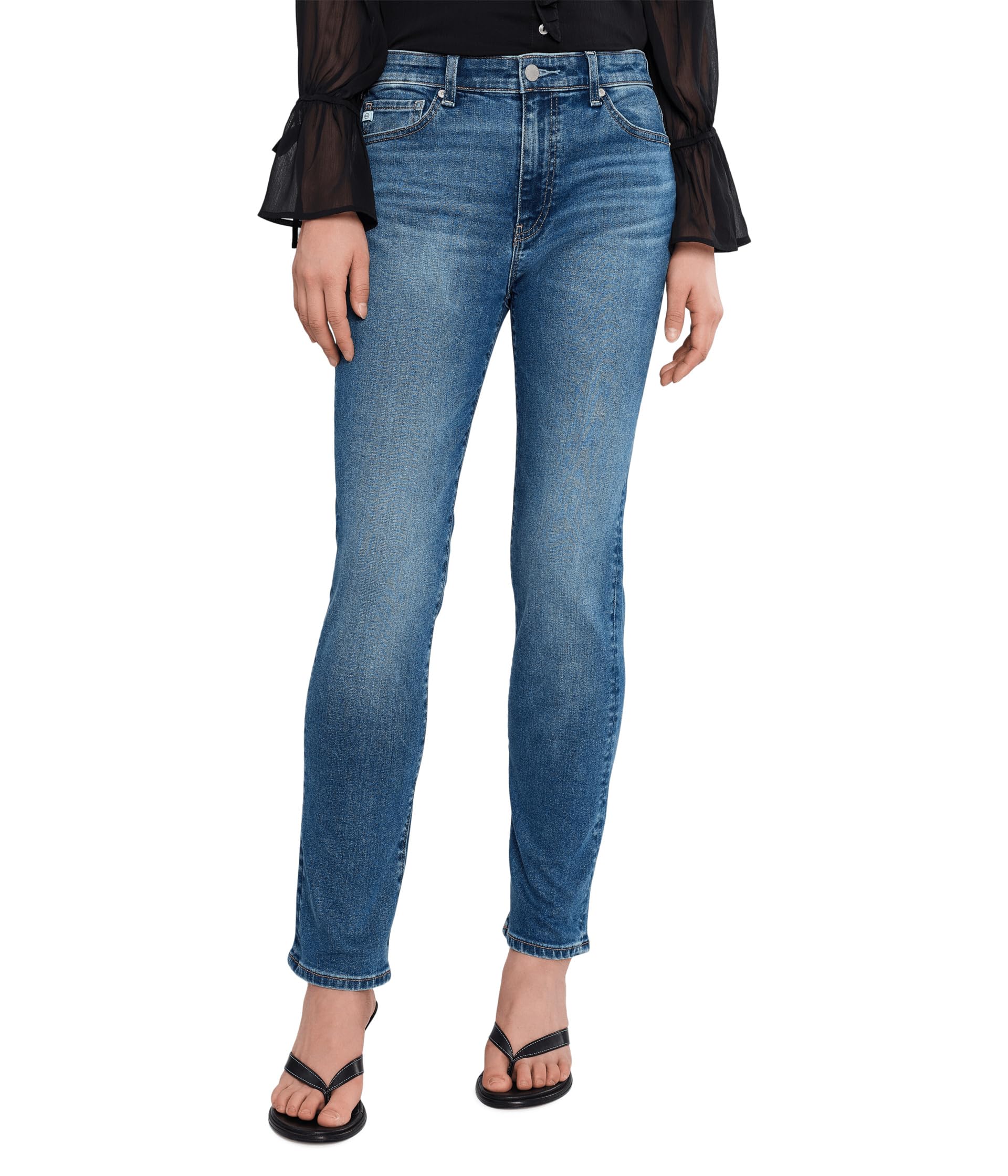 Mari Mid-Rise Slim Straight Jeans in Charmed