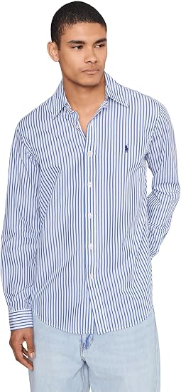 Рубашка из полотняной ткани Classic Fit в полоску