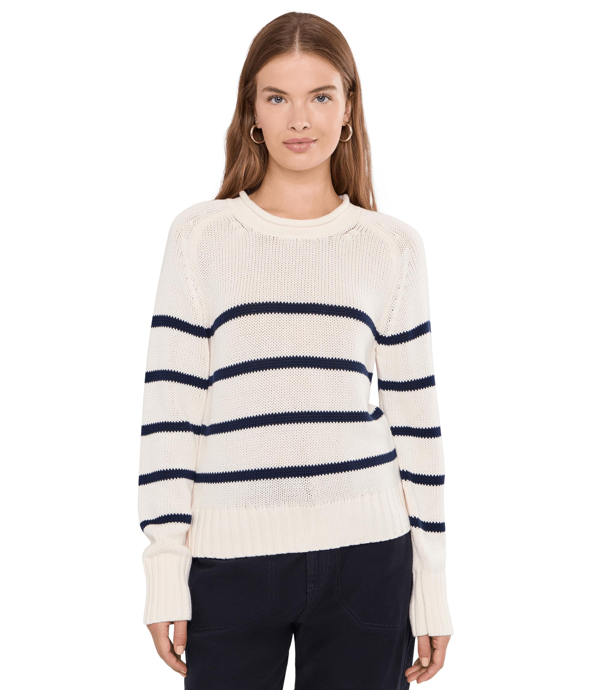 Coral Striped Pullover