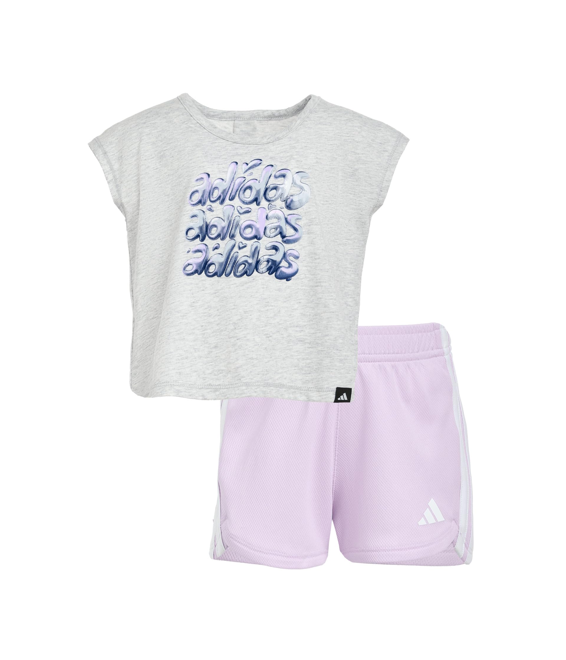 Back Pleated Heather Tee Mesh Shorts Set (Infant)