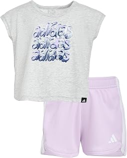 Back Pleated Heather Tee Mesh Shorts Set (Infant)
