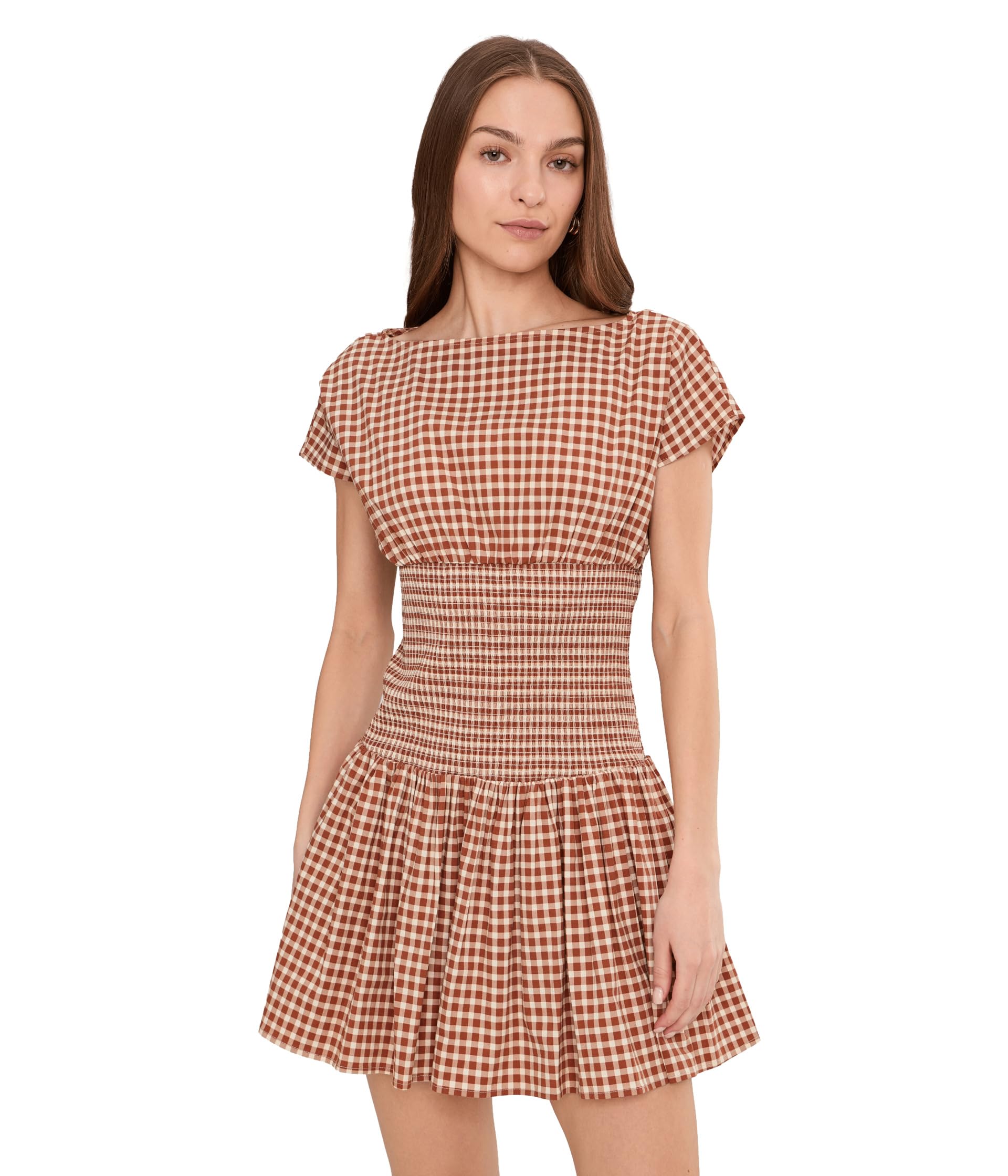 Мини-платье Boatneck Drop Waist с smocked bodice