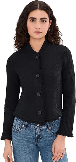 Fringe Mix Knit Bomber Jacket