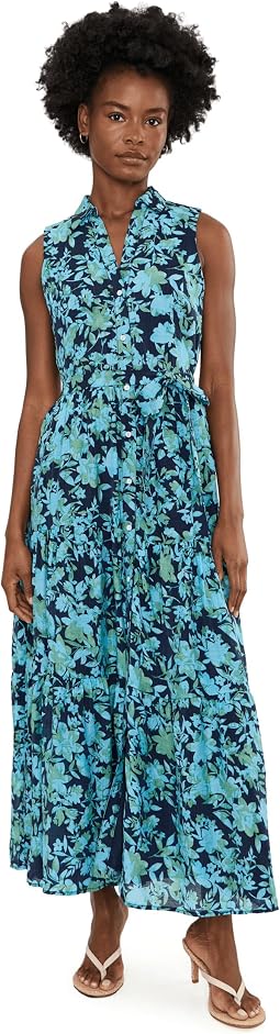 Floral Sleeveless Collared Button-Down Dress