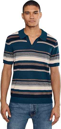 Short Sleeve Johnny Collar Sweater Knit