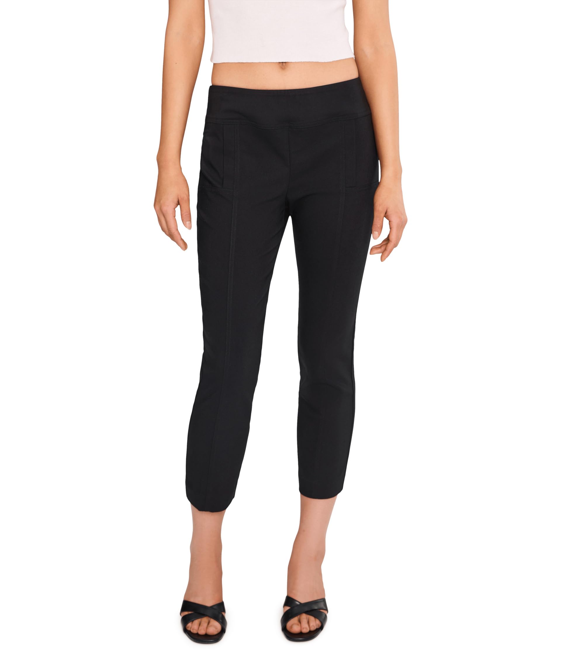 Control Stretch Crop Pants with Vertical Faux Pocket Detail