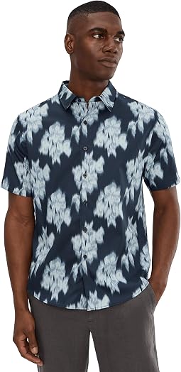 Рубашка Vince Blurred Roses Short Sleeve French Placket