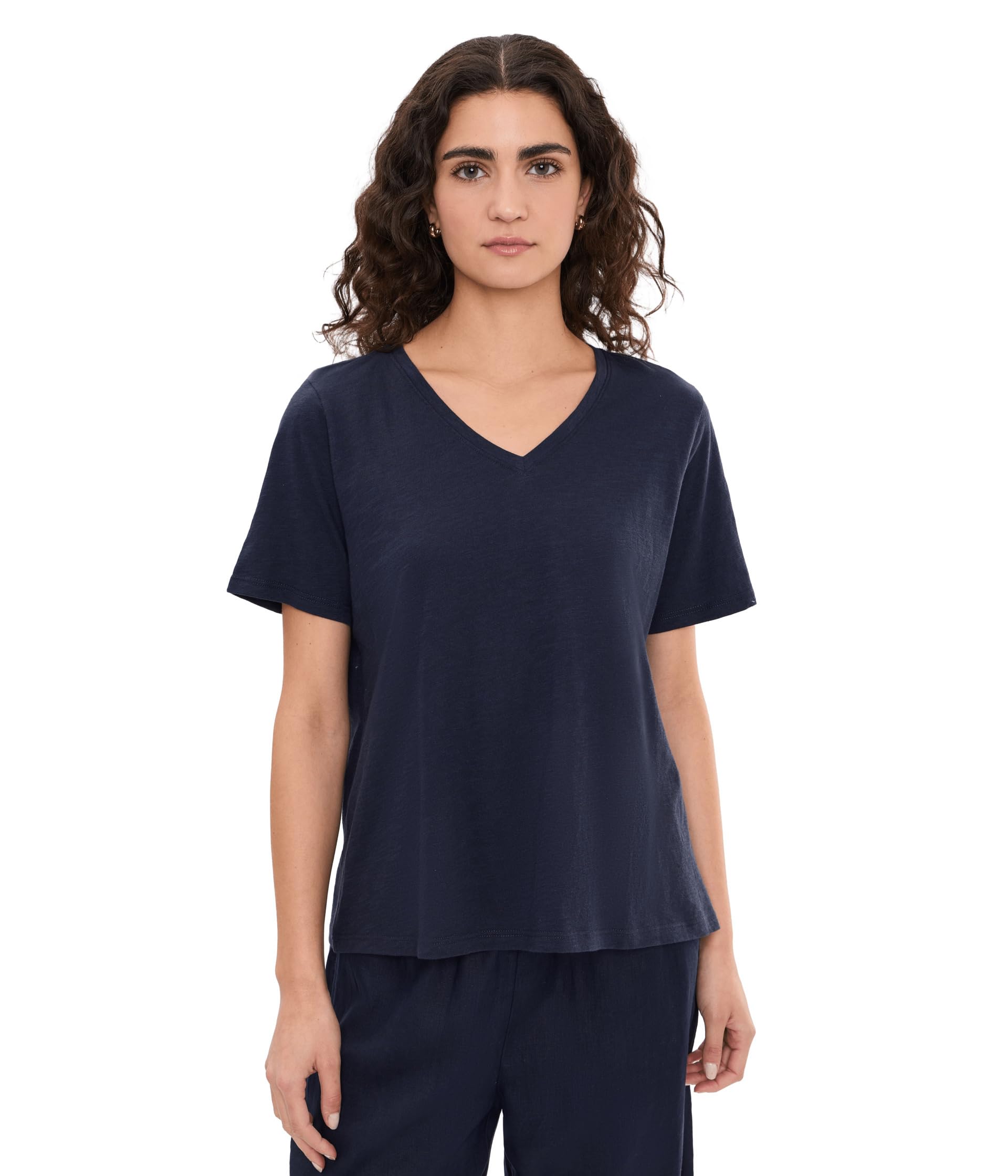 Футболка из органического хлопка Eileen Fisher Slubby Jersey V-Neck