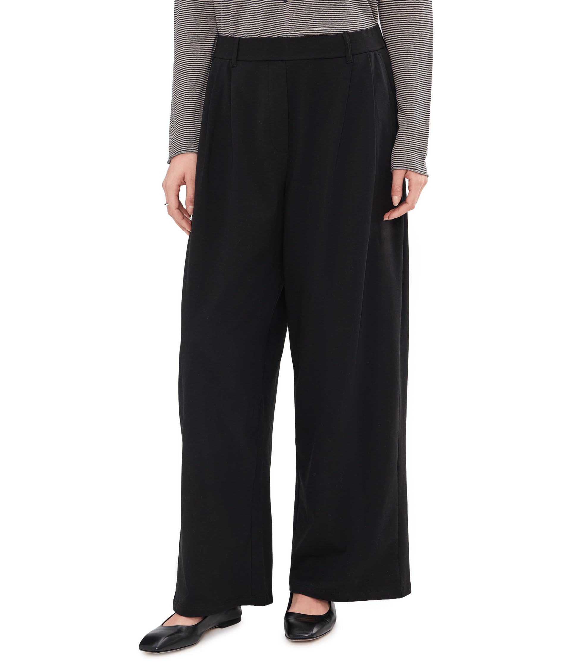 Pima Cotton Stretch Jersey High Waisted Full Length Pants