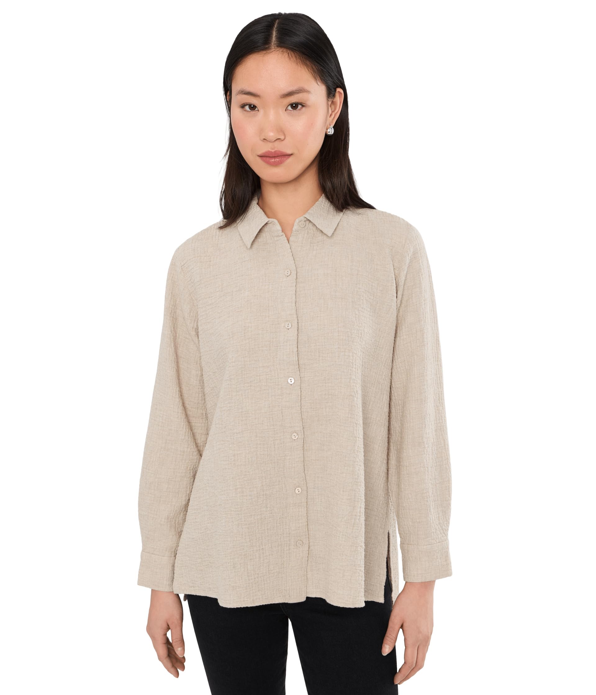 Рубашка Eileen Fisher Petite Organic Cotton Doubleweave Classic Collar Женская