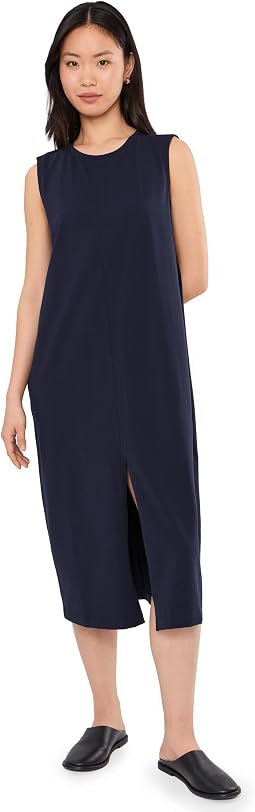 Petite Pima Cotton Stretch Jersey Crew Neck Dress