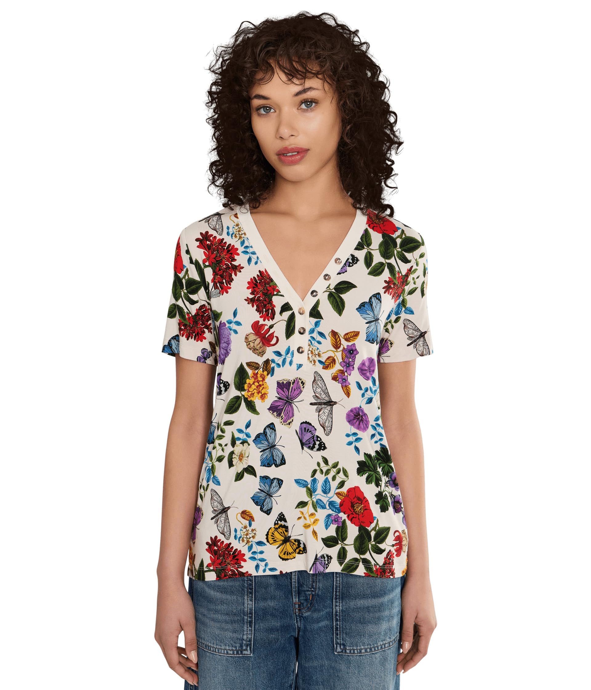 The Janie Favorite Футболка Henley с коротким рукавом- Kahlan
