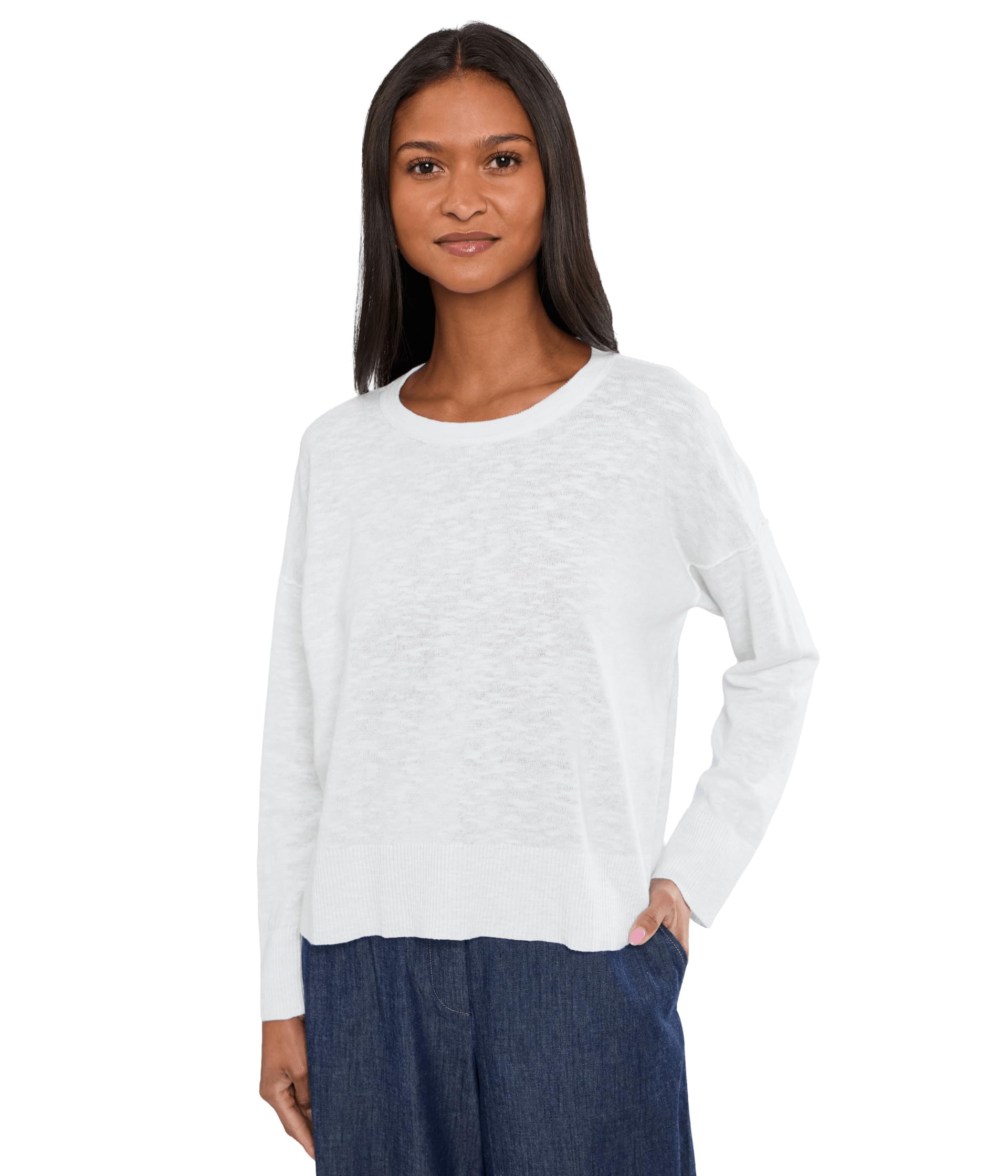 Organic Linen Cotton Slub Crew Neck Sweater