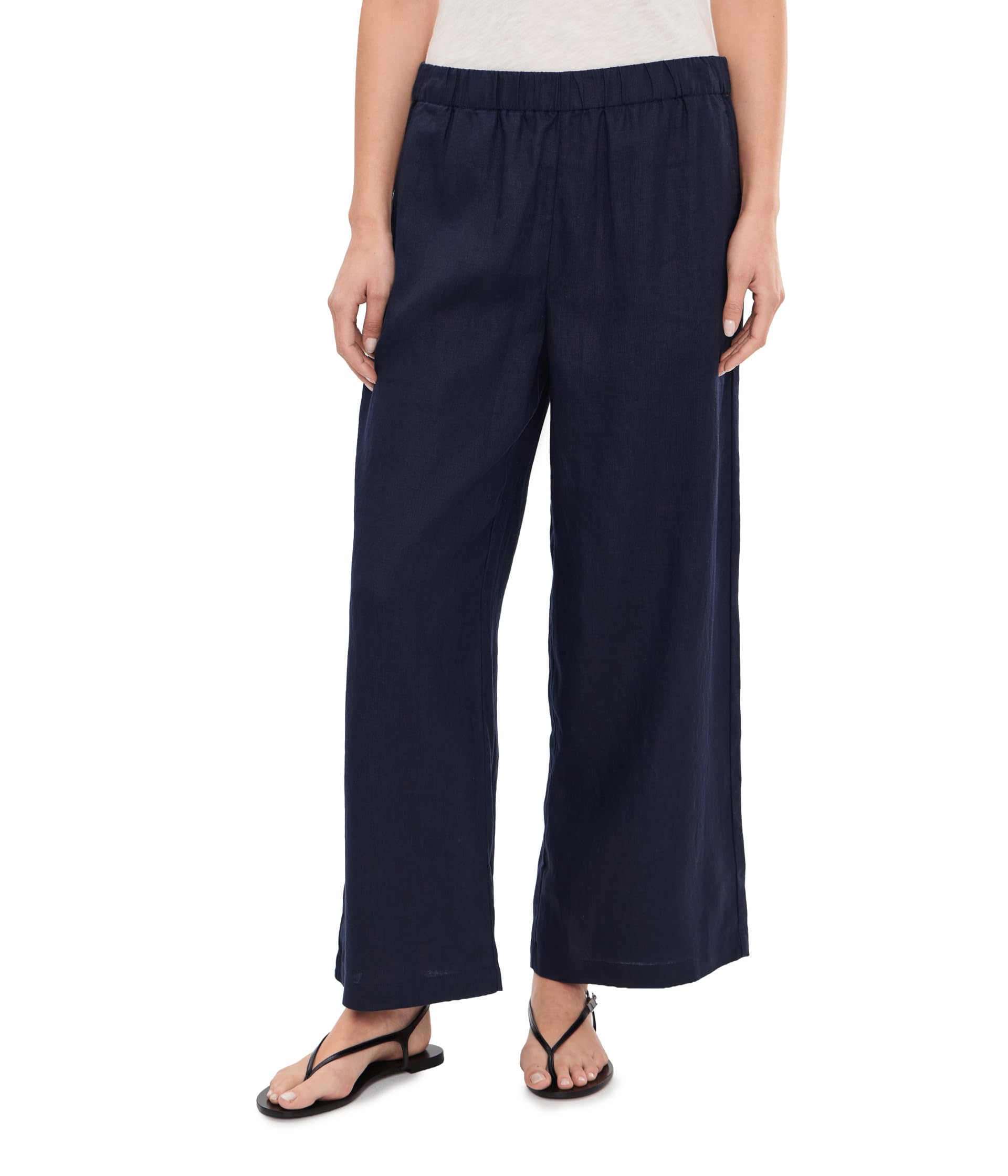 Organic Linen Ankle Wide Pants