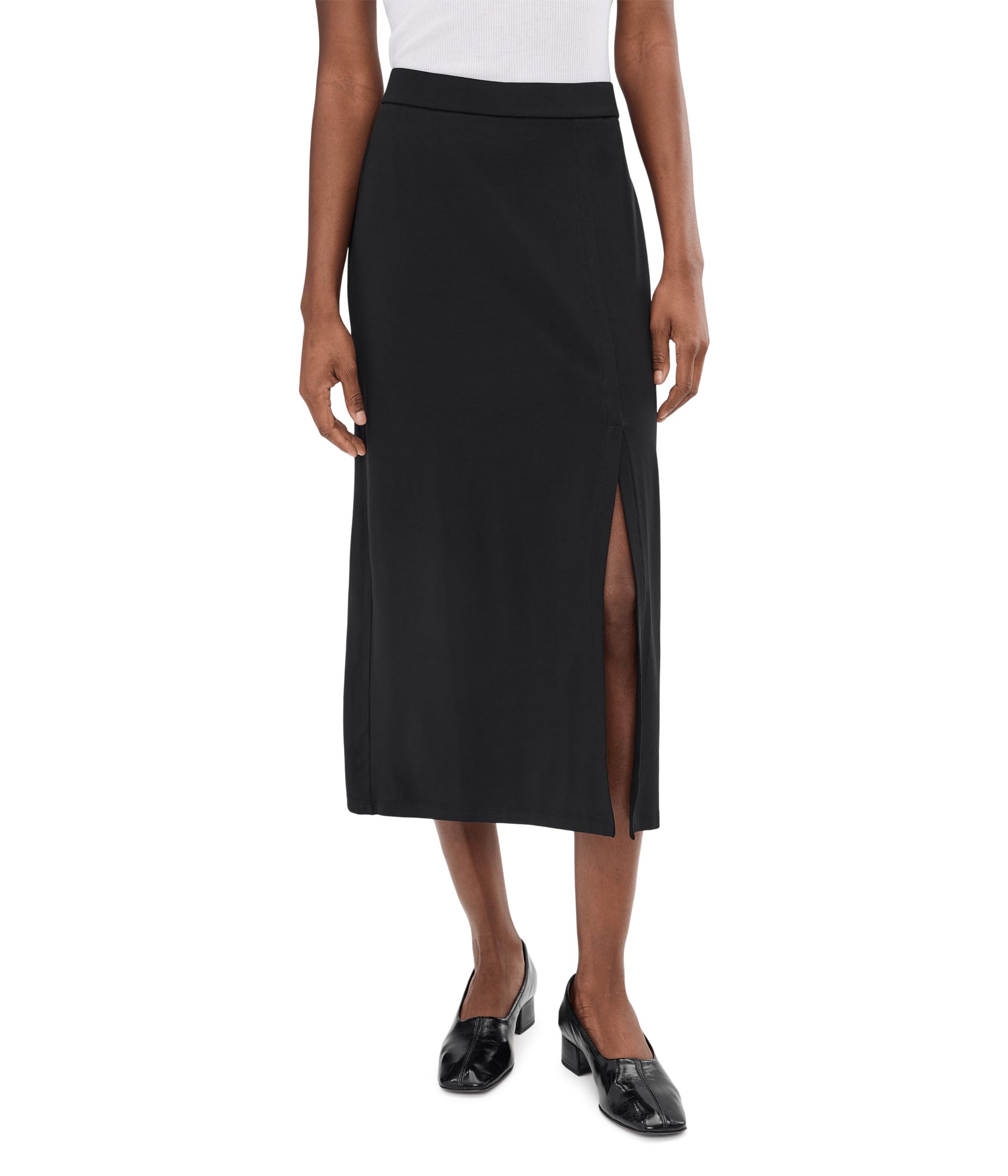Юбка Eileen Fisher Petite Stretch Jersey Knit Full Length Straight With Slit для женщин