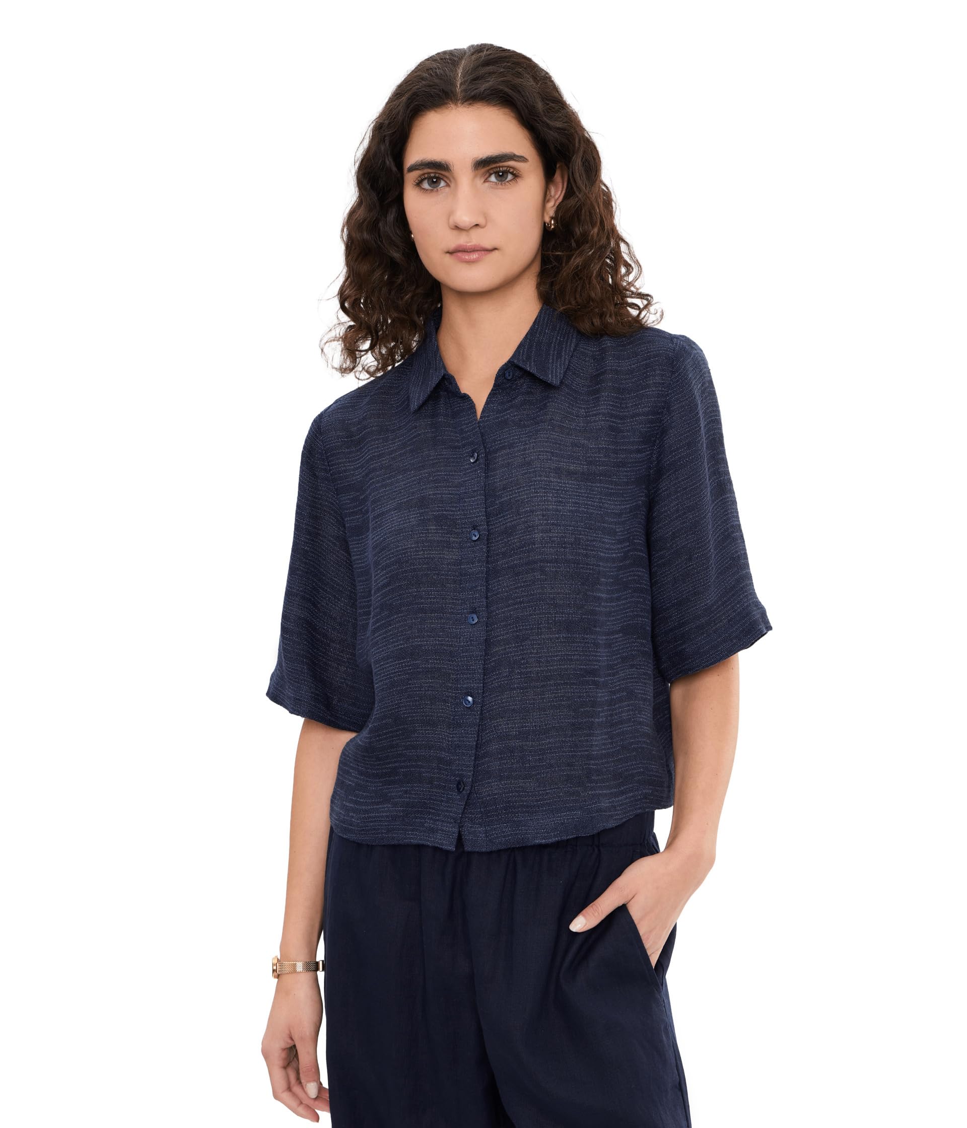 Рубашка Eileen Fisher Linen Gauze Strata Classic Collar