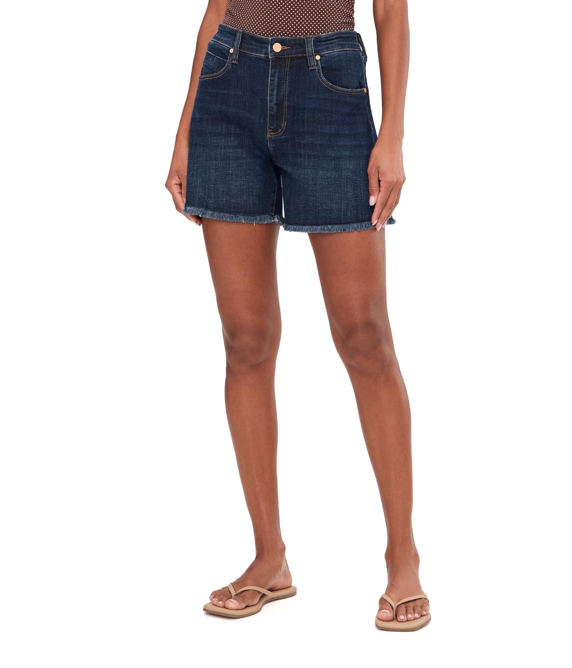 5" Mid-Rise Vickie Fray Hem Denim Shorts с разрезом