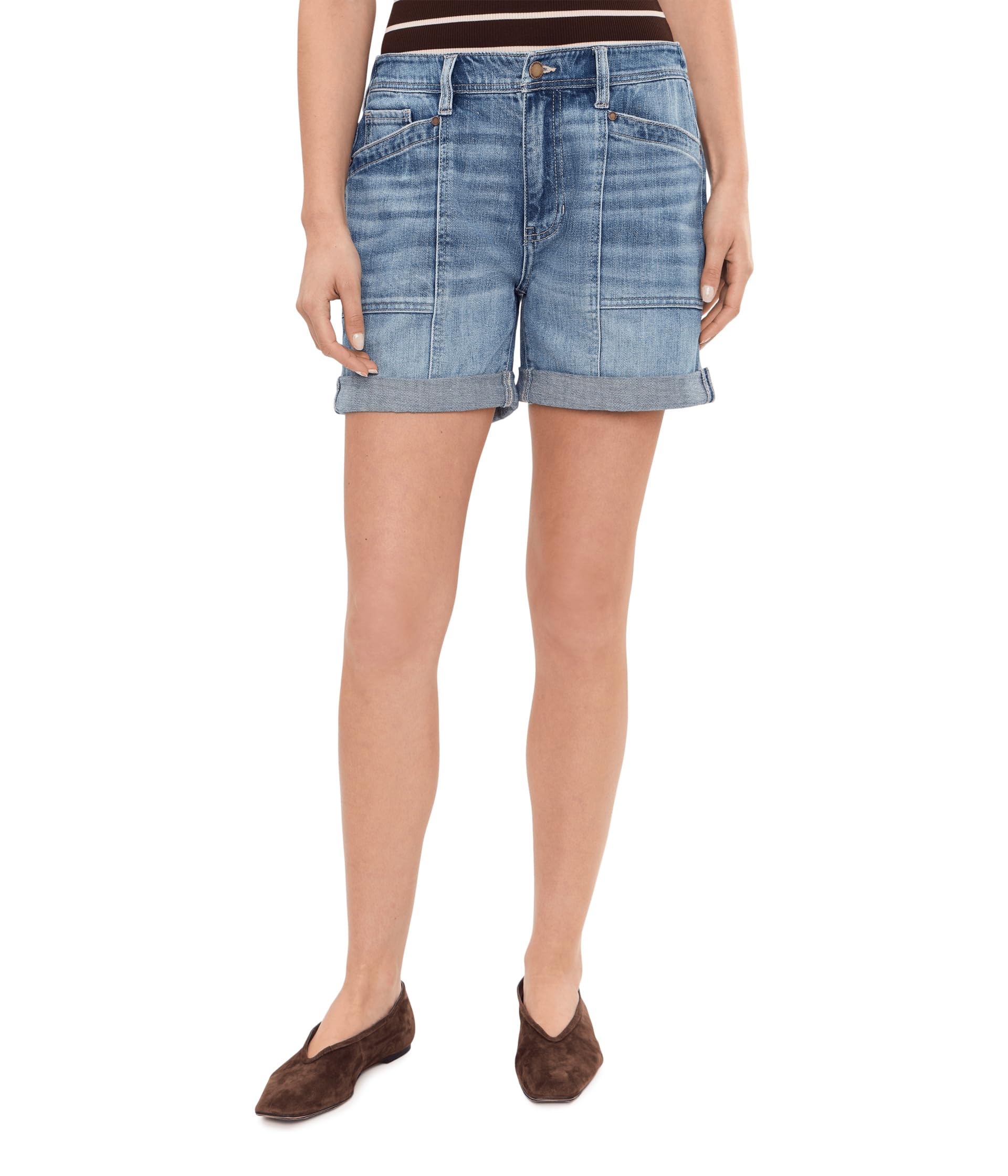 5" Mid-Rise Elastic Back Roll Cuff Shorts
