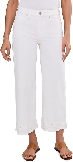 26" Stride Mid-Rise Crop Wide Leg Jeans w/ Embroidered Hem