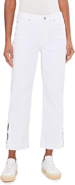 27" Kennedy Mid-Rise Crop Straight Leg Jeans с Pearl Trim