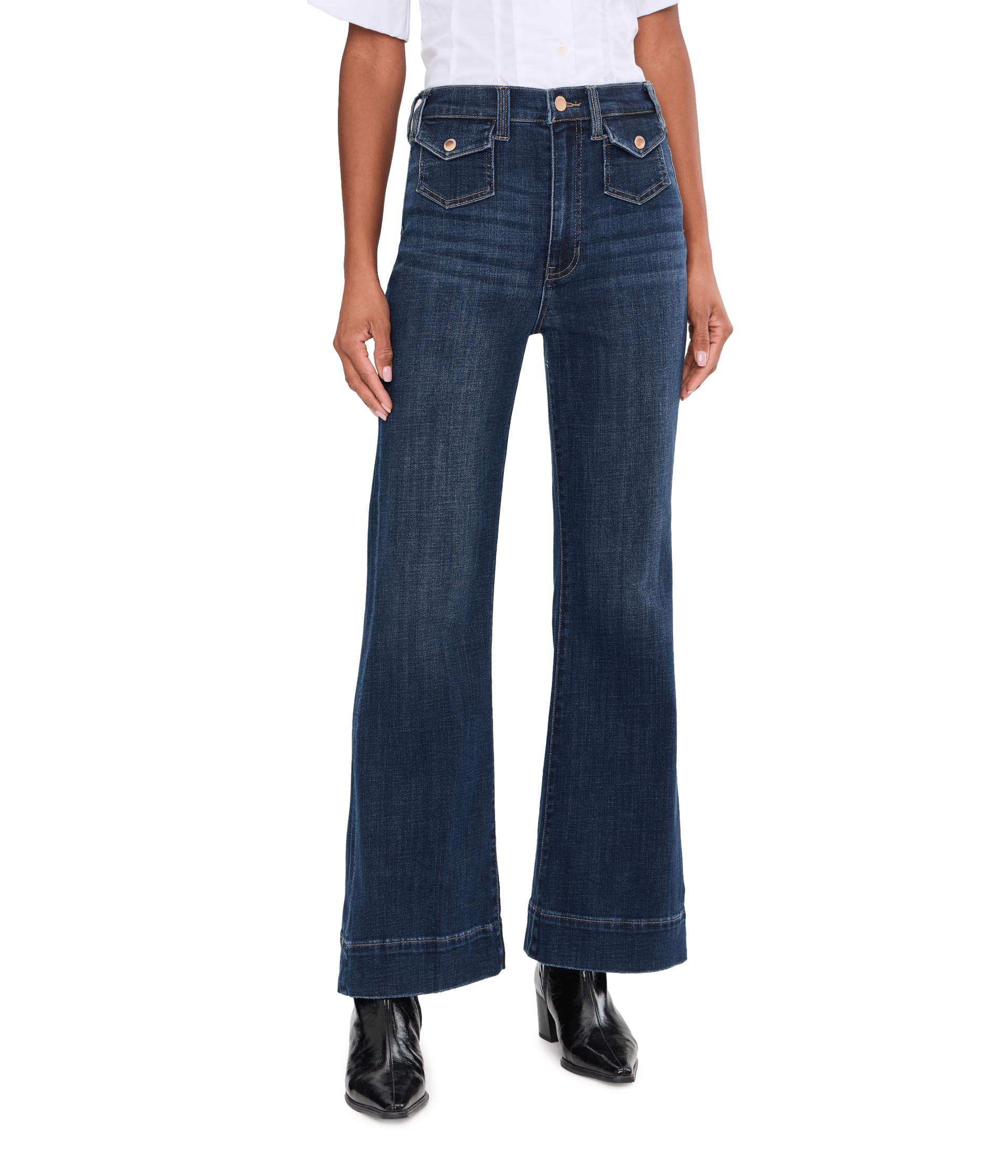 30" Hannah High-Rise Flare Jeans with Mini Patch Pockets