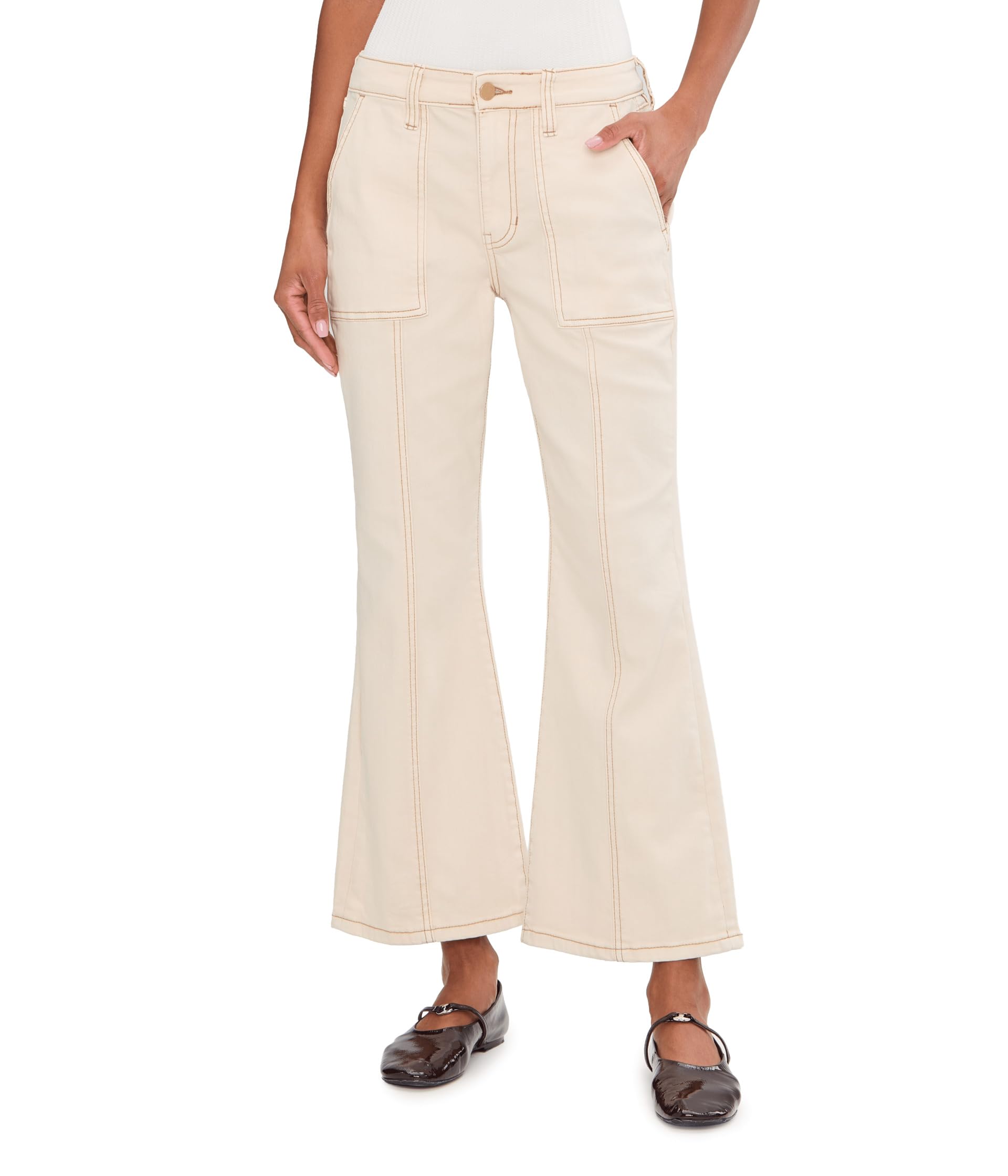 28" Hannah Mid-Rise Flare Jeans with Utility Details