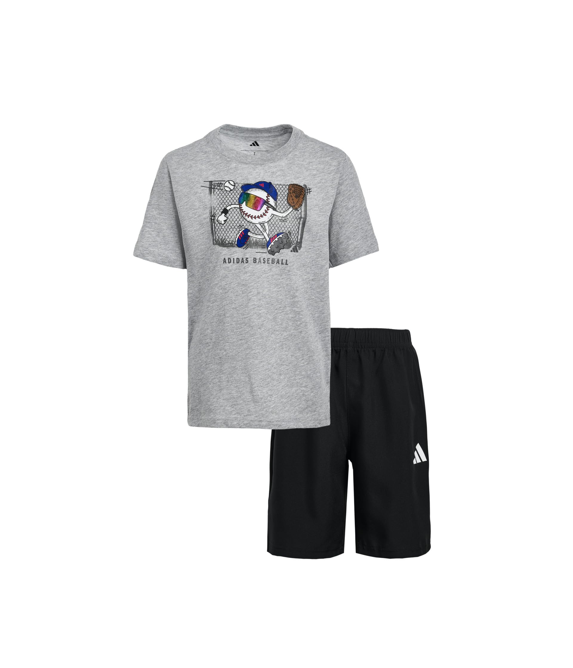 Graphic Heather Tee Woven Shorts Set (Toddler/Little Kid)
