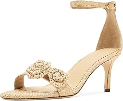 Сандалии Allie Mid-Heel Floral-Trim Raffia